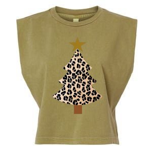 Leopard Tree Christmas Animal Lovers Xmas Garment-Dyed Women's Muscle Tee