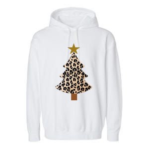 Leopard Tree Christmas Animal Lovers Xmas Garment-Dyed Fleece Hoodie