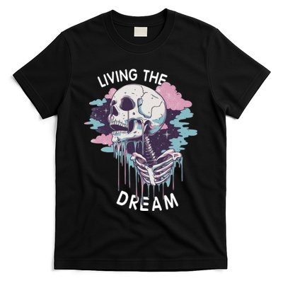 Living The Dream Spooky Skeleton Vibes Halloween T-Shirt