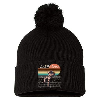 Livin The Dream Astronaut In Space Pom Pom 12in Knit Beanie