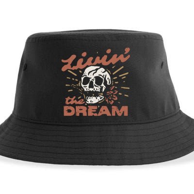 Livin The Dream Skull Sustainable Bucket Hat