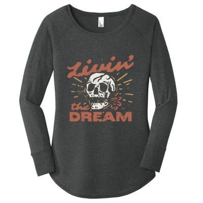 Livin The Dream Skull Women's Perfect Tri Tunic Long Sleeve Shirt