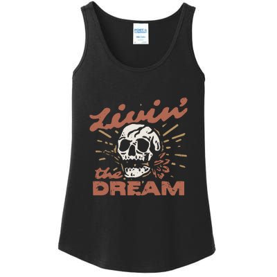 Livin The Dream Skull Ladies Essential Tank