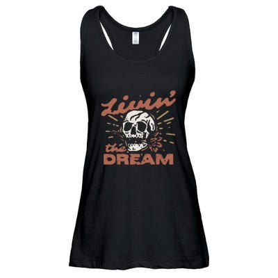 Livin The Dream Skull Ladies Essential Flowy Tank