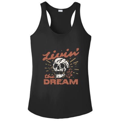 Livin The Dream Skull Ladies PosiCharge Competitor Racerback Tank