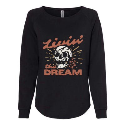 Livin The Dream Skull Womens California Wash Sweatshirt