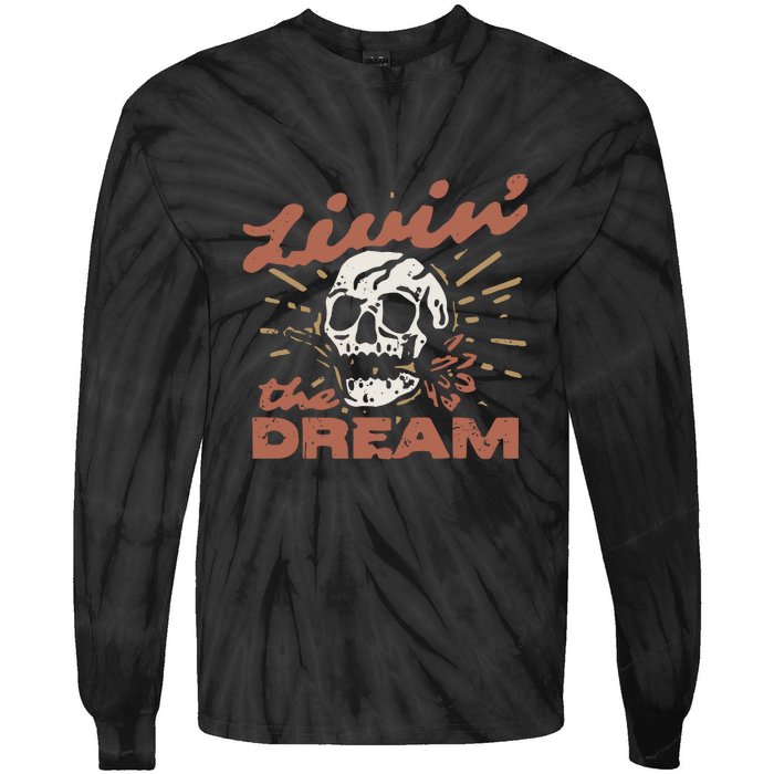 Livin The Dream Skull Tie-Dye Long Sleeve Shirt