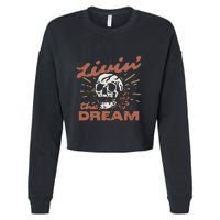 Livin The Dream Skull Cropped Pullover Crew