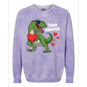 Lovesaurus Trex Dino Valentines Day Dinosaur Gift Colorblast Crewneck Sweatshirt