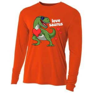 Lovesaurus Trex Dino Valentines Day Dinosaur Gift Cooling Performance Long Sleeve Crew