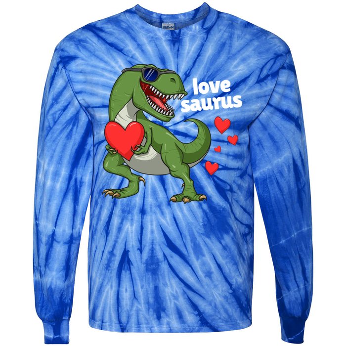 Lovesaurus Trex Dino Valentines Day Dinosaur Gift Tie-Dye Long Sleeve Shirt