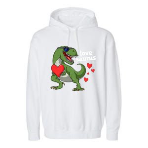 Lovesaurus Trex Dino Valentines Day Dinosaur Gift Garment-Dyed Fleece Hoodie