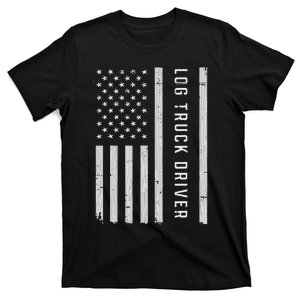 Log Truck Driver Usa Flag Patriotic T-Shirt