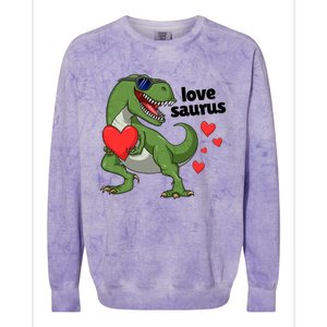 Lovesaurus Trex Dino Valentines Day Dinosaur Gift Colorblast Crewneck Sweatshirt