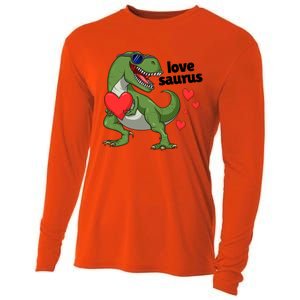 Lovesaurus Trex Dino Valentines Day Dinosaur Gift Cooling Performance Long Sleeve Crew