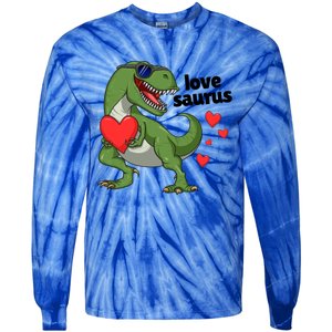 Lovesaurus Trex Dino Valentines Day Dinosaur Gift Tie-Dye Long Sleeve Shirt