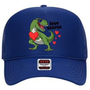 Lovesaurus Trex Dino Valentines Day Dinosaur Gift High Crown Mesh Back Trucker Hat