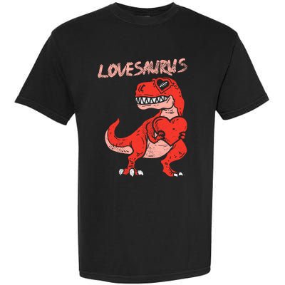 Lovesaurus Trex Dinosaur Heart Cute Valentines Day Boy Gift Garment-Dyed Heavyweight T-Shirt