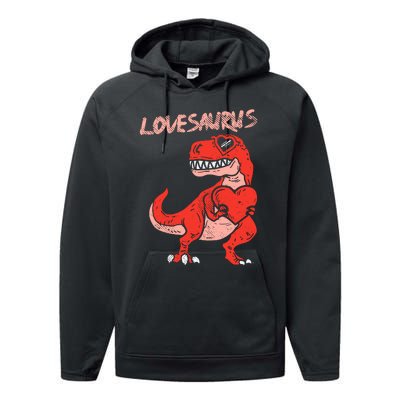 Lovesaurus Trex Dinosaur Heart Cute Valentines Day Boy Gift Performance Fleece Hoodie