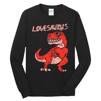 Lovesaurus Trex Dinosaur Heart Cute Valentines Day Boy Gift Tall Long Sleeve T-Shirt