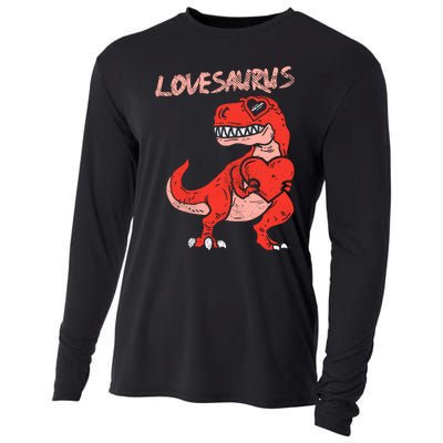 Lovesaurus Trex Dinosaur Heart Cute Valentines Day Boy Gift Cooling Performance Long Sleeve Crew