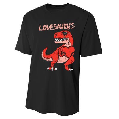 Lovesaurus Trex Dinosaur Heart Cute Valentines Day Boy Gift Performance Sprint T-Shirt