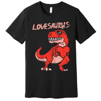 Lovesaurus Trex Dinosaur Heart Cute Valentines Day Boy Gift Premium T-Shirt