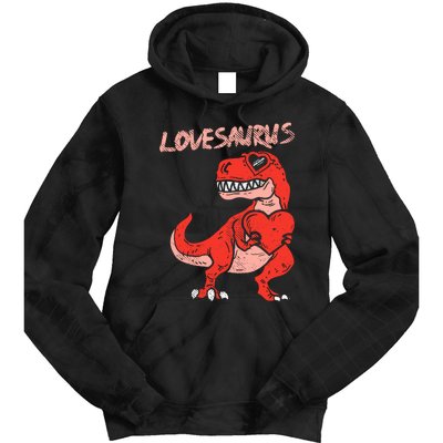 Lovesaurus Trex Dinosaur Heart Cute Valentines Day Boy Gift Tie Dye Hoodie