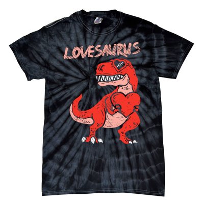 Lovesaurus Trex Dinosaur Heart Cute Valentines Day Boy Gift Tie-Dye T-Shirt