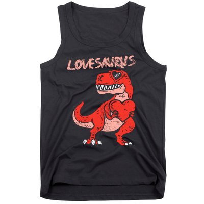 Lovesaurus Trex Dinosaur Heart Cute Valentines Day Boy Gift Tank Top