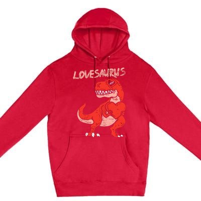 Lovesaurus Trex Dinosaur Heart Cute Valentines Day Boy Gift Premium Pullover Hoodie