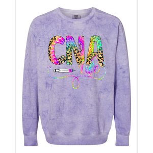 Leopard Tie Dye Cna Life Nurse Squad Nurse Colorblast Crewneck Sweatshirt