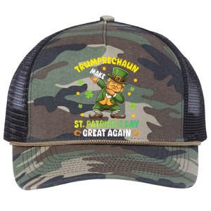 Leprechaun Trump Dabbing Make St PatrickS Day Great Again Retro Rope Trucker Hat Cap