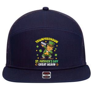 Leprechaun Trump Dabbing Make St PatrickS Day Great Again 7 Panel Mesh Trucker Snapback Hat