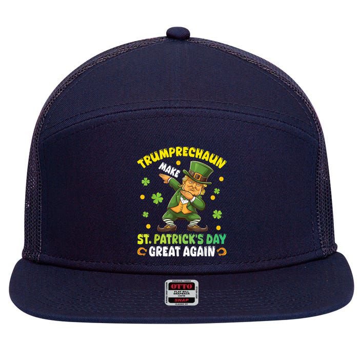 Leprechaun Trump Dabbing Make St PatrickS Day Great Again 7 Panel Mesh Trucker Snapback Hat