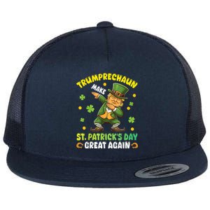 Leprechaun Trump Dabbing Make St PatrickS Day Great Again Flat Bill Trucker Hat