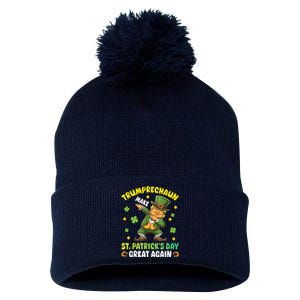 Leprechaun Trump Dabbing Make St PatrickS Day Great Again Pom Pom 12in Knit Beanie