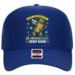 Leprechaun Trump Dabbing Make St PatrickS Day Great Again High Crown Mesh Back Trucker Hat