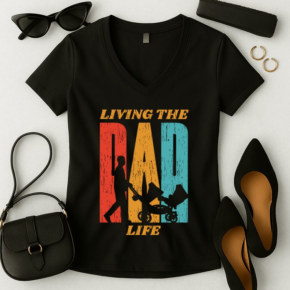 Living The Dad Life Retro Women's V-Neck T-Shirt