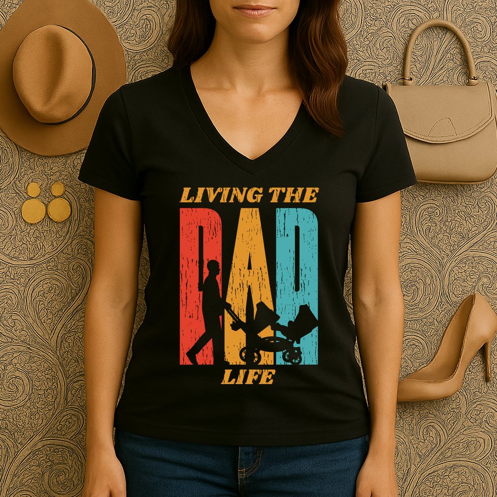 Living The Dad Life Retro Women's V-Neck T-Shirt