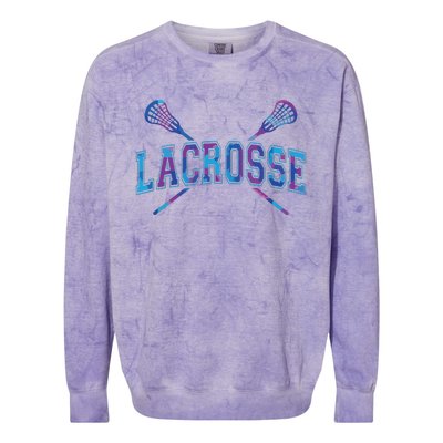 Lacrosse Tie Dye Crossed Sticks Cool Colorblast Crewneck Sweatshirt