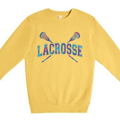 Lacrosse Tie Dye Crossed Sticks Cool Premium Crewneck Sweatshirt