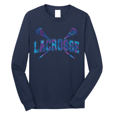 Lacrosse Tie Dye Crossed Sticks Cool Long Sleeve Shirt