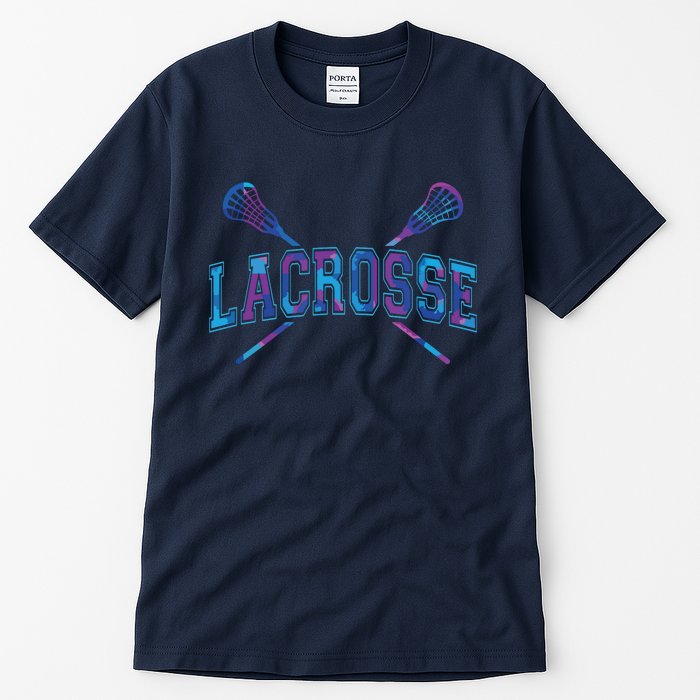 Lacrosse Tie Dye Crossed Sticks Cool Tall T-Shirt