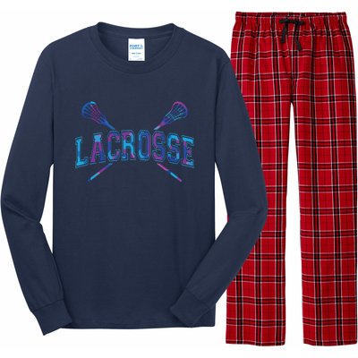 Lacrosse Tie Dye Crossed Sticks Cool Long Sleeve Pajama Set