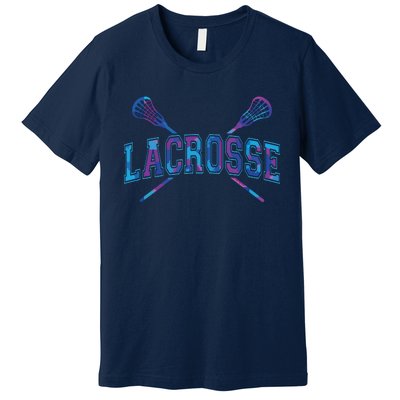 Lacrosse Tie Dye Crossed Sticks Cool Premium T-Shirt