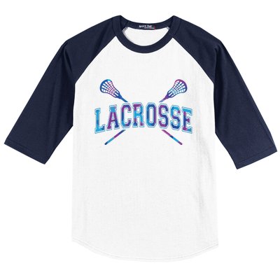 Lacrosse Tie Dye Crossed Sticks Cool Baseball Sleeve Shirt