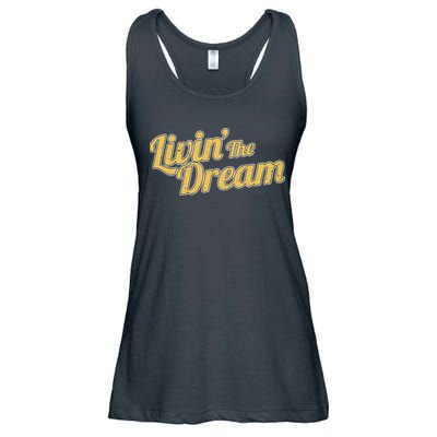 Livin The Dream Retro Vintage Quote Ladies Essential Flowy Tank