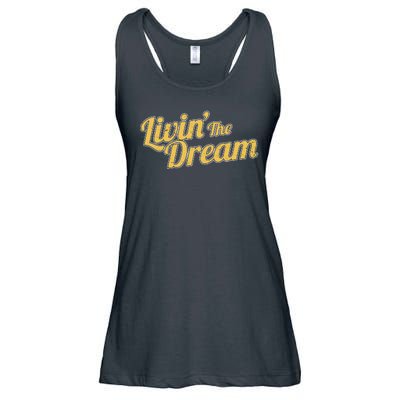 Livin The Dream Retro Vintage Quote Ladies Essential Flowy Tank