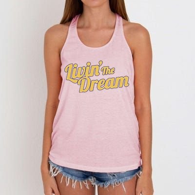 Livin The Dream Retro Vintage Quote Women's Knotted Racerback Tank